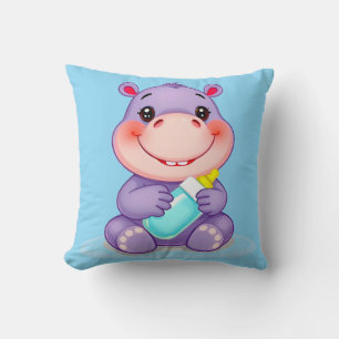 Coussin Bébé Hippopotame de Dessin Animé Mignon