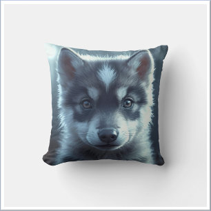Coussin Bébé loup adorable au clair de lune