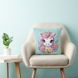 Coussin Bébé magique licorne avec fleurs