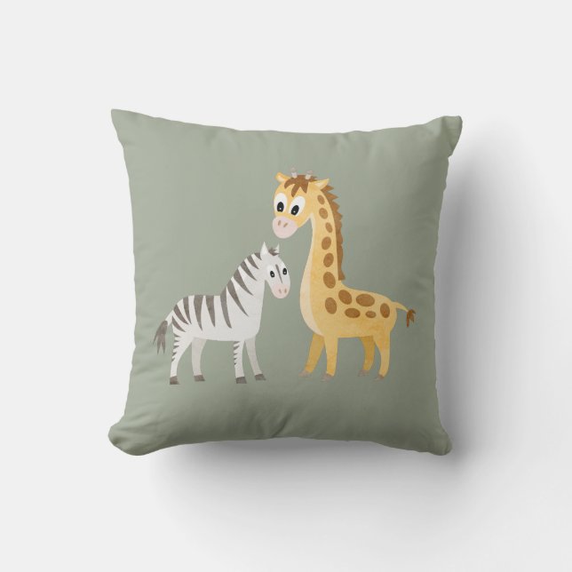 Coussin Bébé mignon de safari de zèbre et de girafe (Recto)