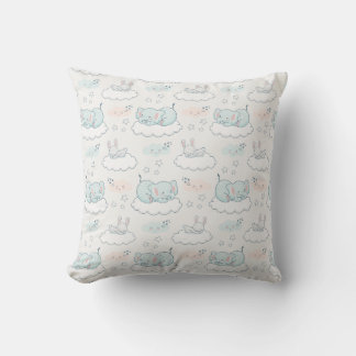 Coussin Bébé mignon éléphant et lapin animal Motif