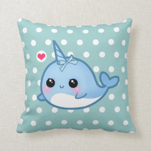 Coussin Bébé mignon narwhal sur le pois