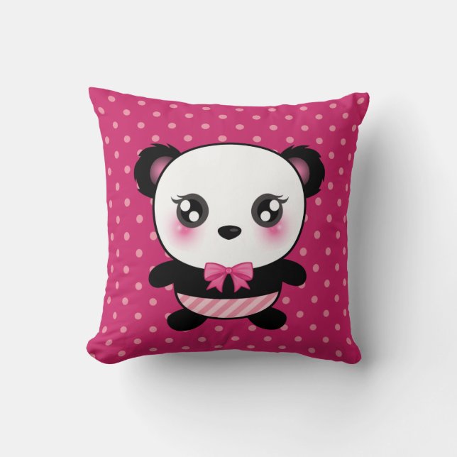 Coussin Bébé mignon Panda Ours Pois rose Motif (Recto)