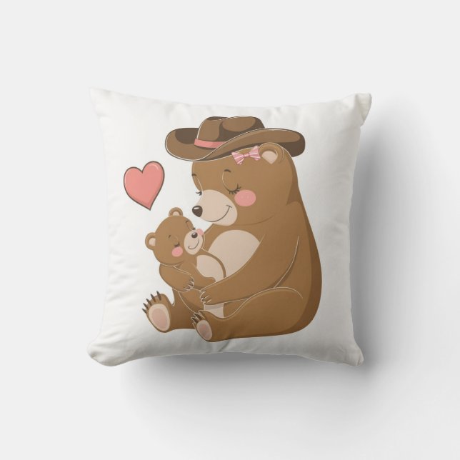 Coussin Bébé ours Bonne fête des mères (Recto)