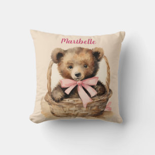 Coussin Bébé ours fille personnalisée
