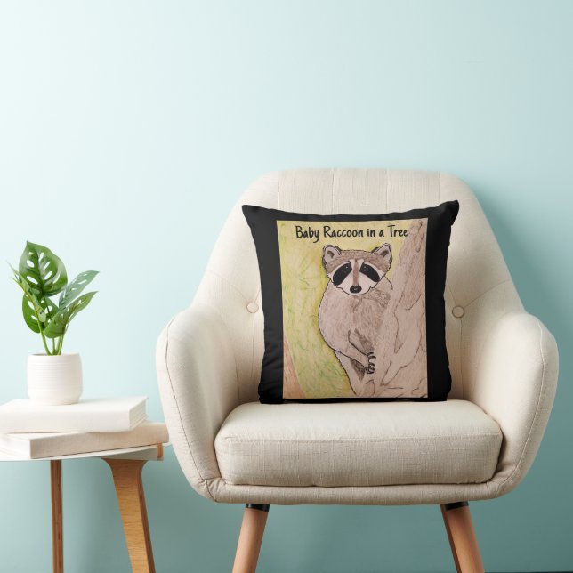 Coussin Bébé Raccoon dans un arbre (Chaise)