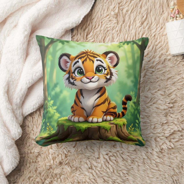 Coussin Bébé Tigre | Art pour la nurserie de bébé en dessi (Couverture)