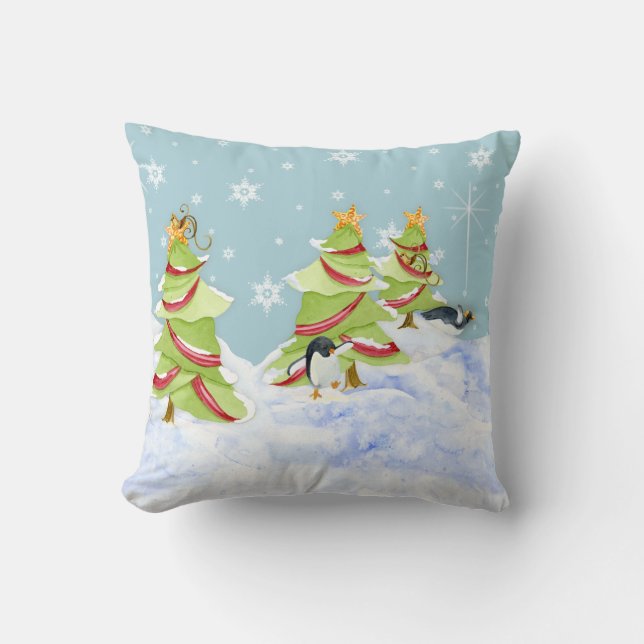 Coussin Bébés de l'ours polaire Whimsey Penguin hiver en n (Recto)