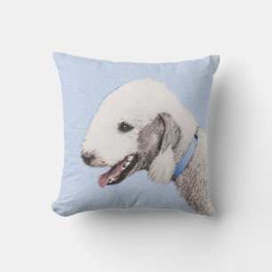 Coussin Bedlington Terrier Peinture - Art Chien original