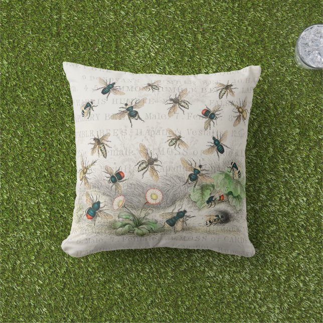 Coussin Bee Honey Travailleur Queen Bees Antique (Herbe)