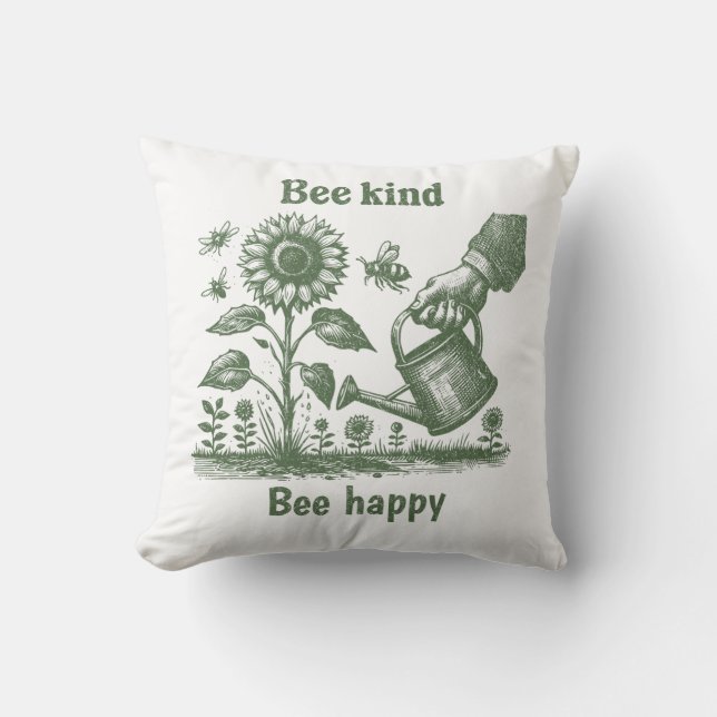 Coussin Bee Kind Bee Bee  Happy  Sunflower Caregiver gift (Recto)