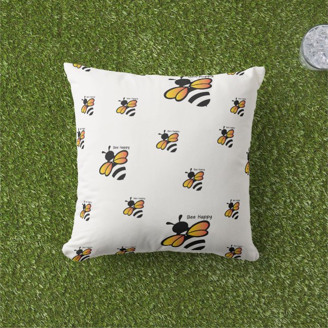 Coussin bee pattern   (Herbe)