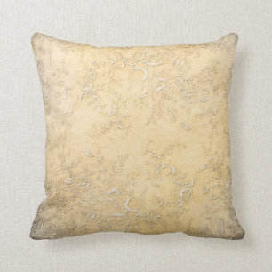Coussin Beige floral victorien de texture de vignes de