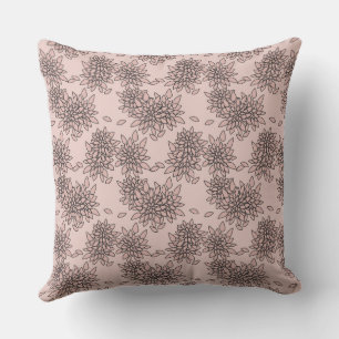 Coussin beige massif fleuri abstrait motif rétro années 60