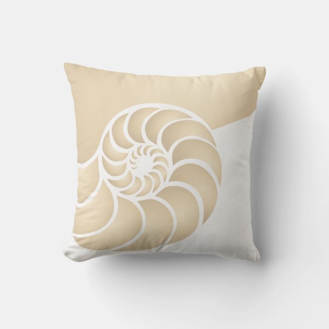 Coussin Beige Nautilus Bord de mer Nautique (Recto)
