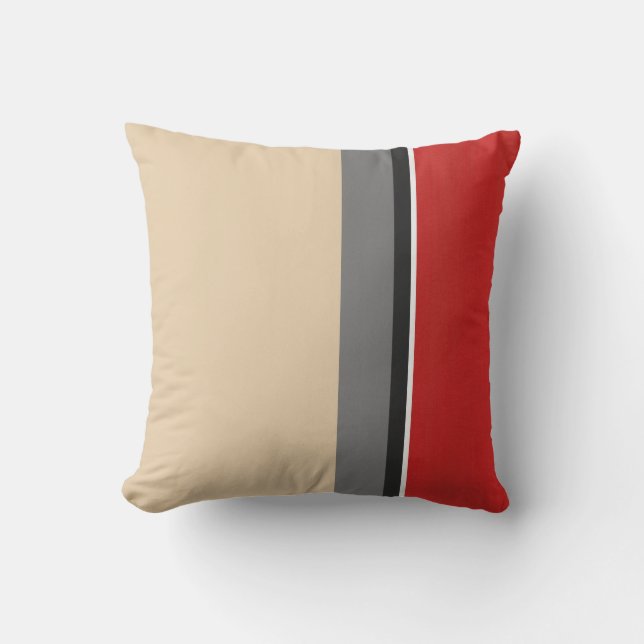 Coussin Beige rouge gris noir (Recto)