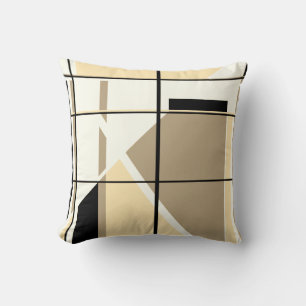 Coussin Beige, Tan, Noir, Blanc Fenêtre géométrique Design