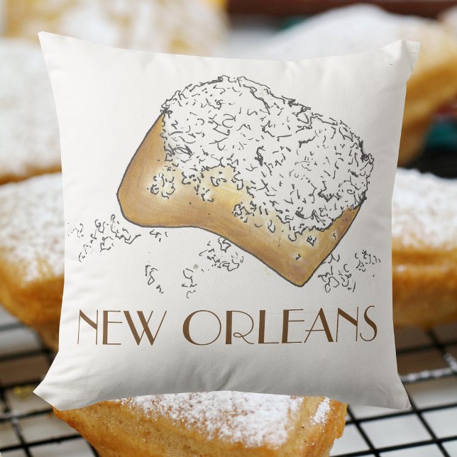 Coussin Beignet Pâtisserie Louisiane LA Nouvelle Orléans N (NOLA Beignet Pillow)