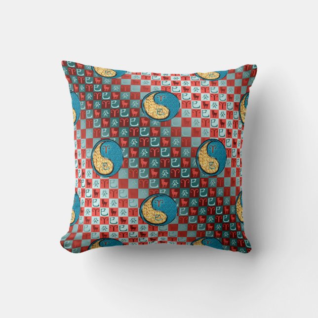 Coussin Bélier & Serpent d'eau (Recto)