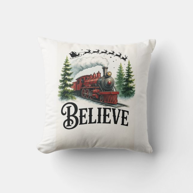 Coussin Believe in the Magic Train (Recto)