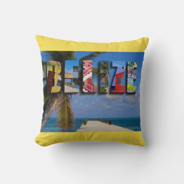 Coussin Belize Tropical Beach Blue Ocean Travel Photo (Recto)