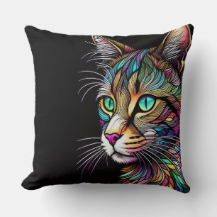 Coussin Belle Aquarelle Chat en Verre Tiré