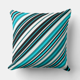 Coussin Belle bande d'aqua noir blanc