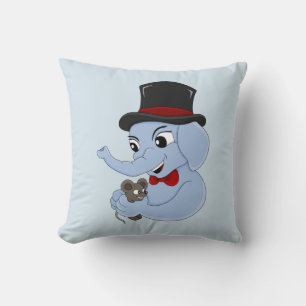 Coussin Belle bande dessinée de garçon d'éléphant lance un