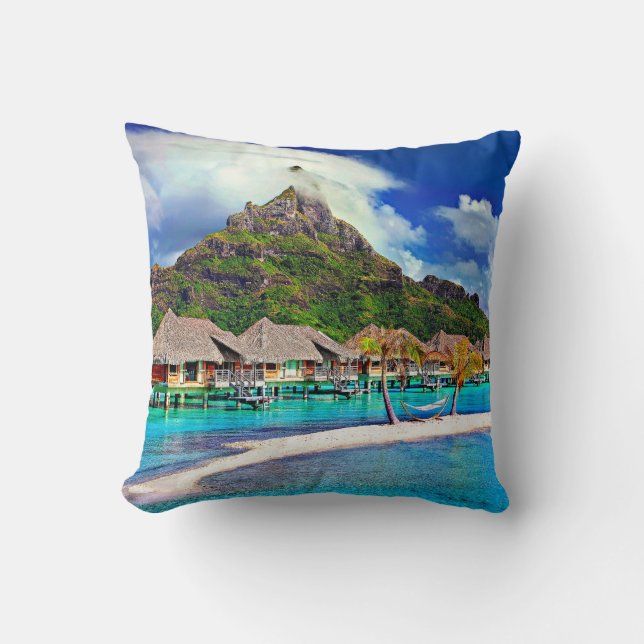 Coussin Belle Bora Bora, Polynésie Française (Recto)