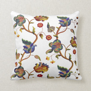 Coussin Belle broderie Jacobean traditionnelle de laine à