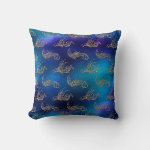 Coussin Belle conception de paillettes de sirène bleue -