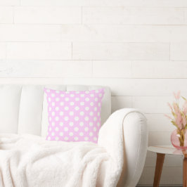 Coussin Belle Couleur Rose Pastel Avec Gros Pois Blancs