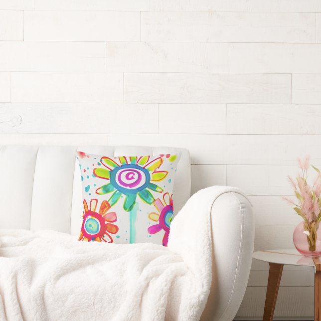 Coussin Belle crèche Art coloré illustration florale (Canapé)