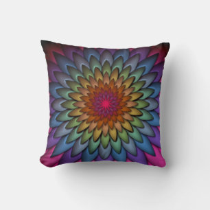 Coussin Belle Fleur Arc-en-Ciel Brillante