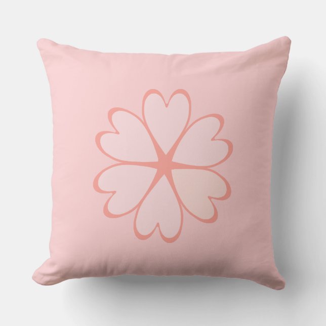 Coussin Belle fleur de coeur sur rose clair (Recto)