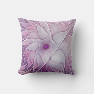 Coussin Belle Fleur rose moderne Fractal Art Abstrait