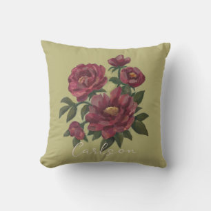 Coussin Belle gerbe florale peinte à la main personnalisée