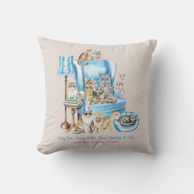 Coussin Belle Illustration Crazy Baout Cats Cat Mom (Recto)