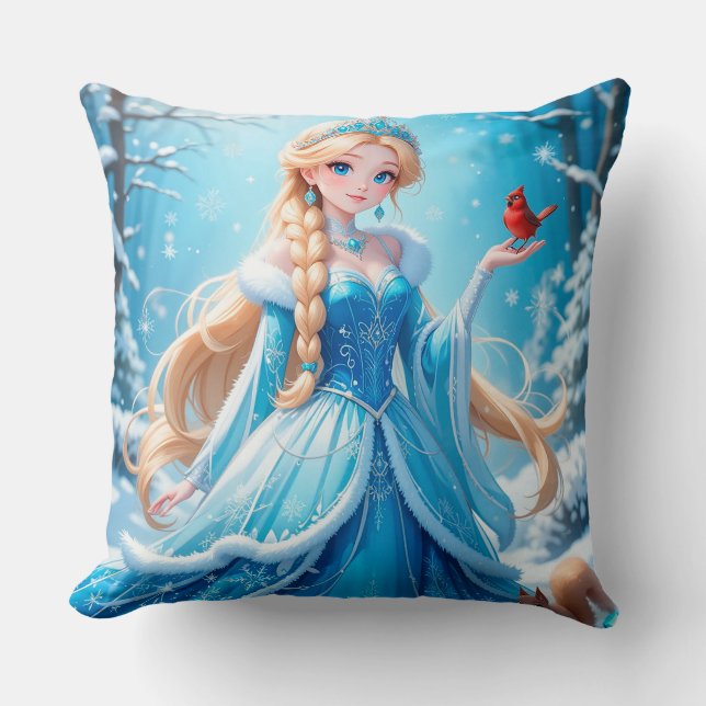 Coussin Belle jeune fille de neige (Recto)