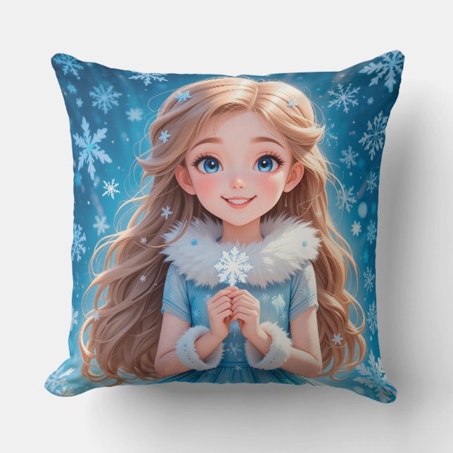 Coussin Belle jeune fille de neige (Recto)