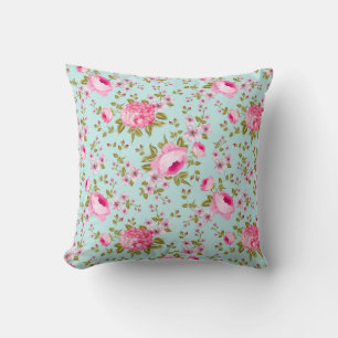 Coussin Belle Lavande Et Motif Floral Rose