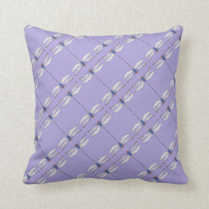 Coussin Belle libellule Motif répété sur violet