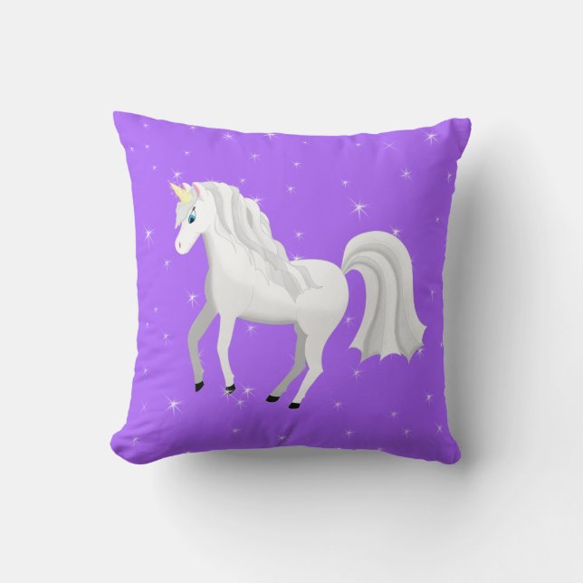 Coussin Belle licorne avec ciel étoilé violet (Recto)