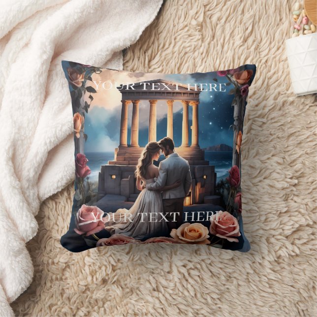 Coussin Belle mariée et chambre debout au bord de la mer (Couverture)