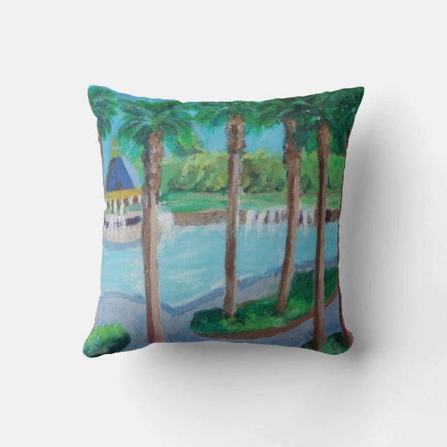 Coussin Belle peinture de paysage tropical (Verso)