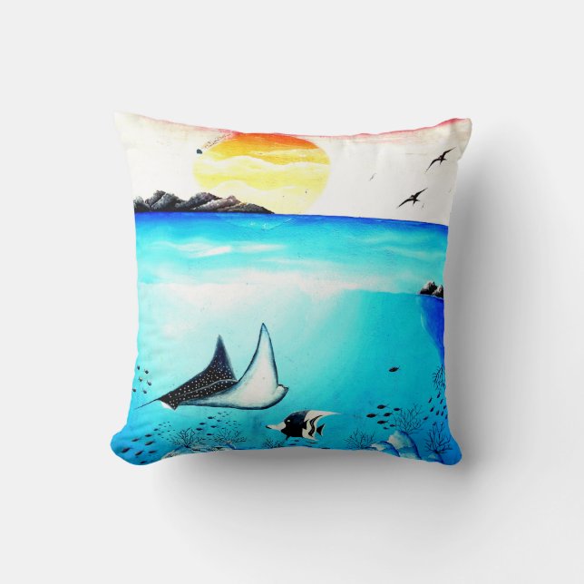 Coussin Belle peinture sous-marine (Recto)