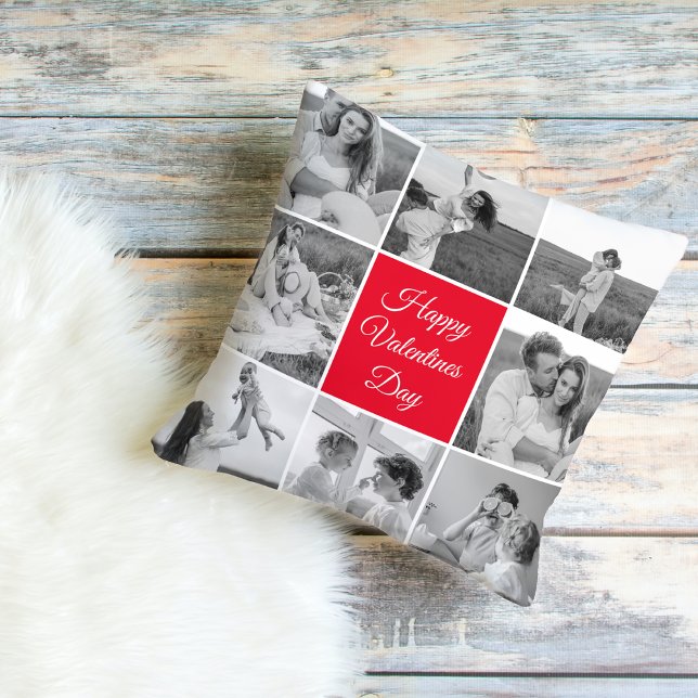 Coussin Belle photo Collage Couple et Joyeuse Saint Valent (Créateur téléchargé)