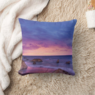Coussin Belle photo côtière du coucher de soleil