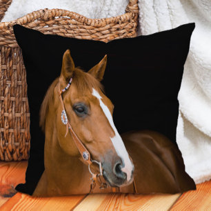 Coussin Belle photo de Cheval du Quartier Blanc Brown