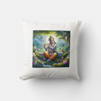 Coussin Belle représentation de Lord Krishna jouant de la